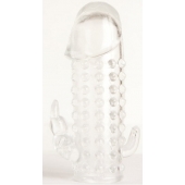 Гелевая прозрачная насадка с 2 отростками - 13 см. - Toyfa Basic - в Южно-Сахалинске купить с доставкой