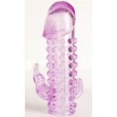 Закрытая фиолетовая насадка с 2 отростками - 13 см. - Toyfa Basic - в Южно-Сахалинске купить с доставкой