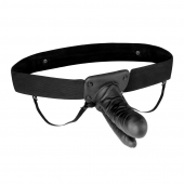 Полый страпон с двумя отростками и вибрацией Unisex Vibrating Hollow Strap-On Double Penetrating Dildo - 17,8 см. - Lux Fetish - купить с доставкой в Южно-Сахалинске