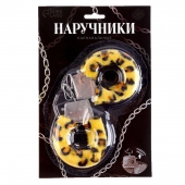 Металлические наручники с леопардовой плюшевой отделкой - Сима-Ленд - купить с доставкой в Южно-Сахалинске