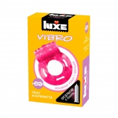 Розовое эрекционное виброкольцо Luxe VIBRO  Ужас Альпиниста  + презерватив - Luxe - в Южно-Сахалинске купить с доставкой