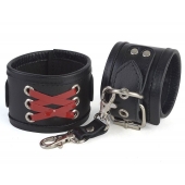 Кожаные наручники с декоративной лаковой шнуровкой - Sitabella - купить с доставкой в Южно-Сахалинске