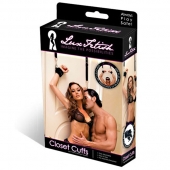 Черные фиксаторы с креплением к двери - Lux Fetish - купить с доставкой в Южно-Сахалинске