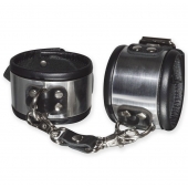 Эффектные серебристо-черные наручники с металлическим блеском - Sitabella - купить с доставкой в Южно-Сахалинске