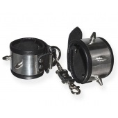 Серебристо-черные наручники с шипами и металлическим блеском - Sitabella - купить с доставкой в Южно-Сахалинске