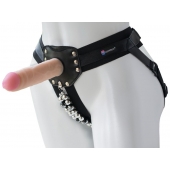 Черный пояс-трусики с насадкой  Гламур Dana  - 15,5 см. - LOVETOY (А-Полимер) - купить с доставкой в Южно-Сахалинске