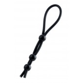 Черное лассо на пенис с тремя бусинами - A-toys - в Южно-Сахалинске купить с доставкой