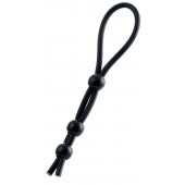 Черное лассо на пенис с тремя бусинами - A-toys - в Южно-Сахалинске купить с доставкой