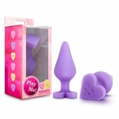 Фиолетовая анальная пробка Naughty Candy Heart Do Me Now - 8,9 см. - Blush Novelties - купить с доставкой в Южно-Сахалинске
