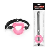 Розовый кляп-губки на черном ремешке - Notabu - купить с доставкой в Южно-Сахалинске