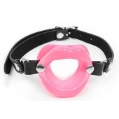 Розовый кляп-губки на черном ремешке - Notabu - купить с доставкой в Южно-Сахалинске