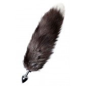 Серебристая металлическая анальная втулка с хвостом чернобурой лисы - размер S - ToyFa - купить с доставкой в Южно-Сахалинске