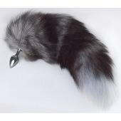 Серебристая анальная пробка с пушистым хвостом - Sitabella - купить с доставкой в Южно-Сахалинске