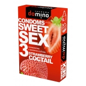 Презервативы для орального секса DOMINO Sweet Sex с ароматом клубничного коктейля  - 3 шт. - Domino - купить с доставкой в Южно-Сахалинске