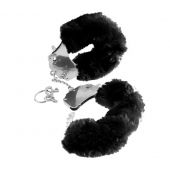 Металлические наручники Furry Love Cuffs с черным мехом - Pipedream - купить с доставкой в Южно-Сахалинске