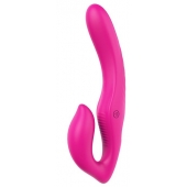 Ярко-розовый безремневой страпон REMOTE DOUBLE DIPPER - 22 см. - Dream Toys - купить с доставкой в Южно-Сахалинске