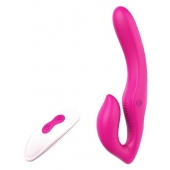 Ярко-розовый безремневой страпон REMOTE DOUBLE DIPPER - 22 см. - Dream Toys - купить с доставкой в Южно-Сахалинске