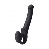Черный безремневой страпон Silicone Bendable Strap-On M - Strap-on-me - купить с доставкой в Южно-Сахалинске