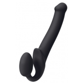 Черный безремневой страпон Silicone Bendable Strap-On M - Strap-on-me - купить с доставкой в Южно-Сахалинске