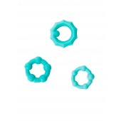 Набор из 3 бирюзовых рельефных эрекционных колец - Sitabella - в Южно-Сахалинске купить с доставкой