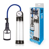 Прозрачная вакуумная помпа Sex Expert с манометром - Sex Expert - в Южно-Сахалинске купить с доставкой