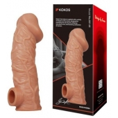 Телесная насадка на фаллос с отверстием для мошонки EXTREME SLEEVE - 17,6 см. - KOKOS - в Южно-Сахалинске купить с доставкой