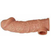 Телесная насадка на фаллос с отверстием для мошонки EXTREME SLEEVE - 17,6 см. - KOKOS - в Южно-Сахалинске купить с доставкой