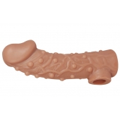 Телесная насадка на фаллос с отверстием для мошонки EXTREME SLEEVE - 15,6 см. - KOKOS - в Южно-Сахалинске купить с доставкой