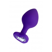 Фиолетовая анальная втулка Diamond Heart с прозрачным кристаллом - 8 см. - ToyFa - купить с доставкой в Южно-Сахалинске