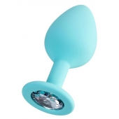 Мятная анальная втулка Brilliant с прозрачным кристаллом - 8 см. - ToyFa - купить с доставкой в Южно-Сахалинске