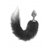 Серебристая анальная пробка с черным хвостом Starlit - Lola Games - купить с доставкой в Южно-Сахалинске