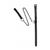 Черный ошейник Sin с поводком - Lola Games - купить с доставкой в Южно-Сахалинске