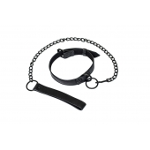 Черный ошейник Sin с поводком - Lola Games - купить с доставкой в Южно-Сахалинске