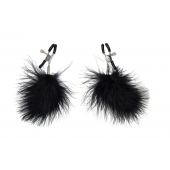 Зажимы на соски с черным пухом Euphoric - Lola Games - купить с доставкой в Южно-Сахалинске