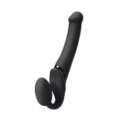 Черный безремневой вибрострапон Silicone Bendable Strap-On M - Strap-on-me - купить с доставкой в Южно-Сахалинске