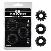 Набор из 3 черных эрекционных колец Gear Up Rings - Chisa - в Южно-Сахалинске купить с доставкой