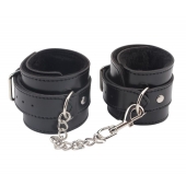 Черные оковы на ноги Obey Me Leather Ankle Cuffs - Chisa - купить с доставкой в Южно-Сахалинске