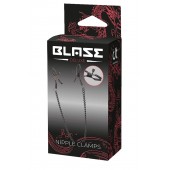 Черные зажимы на соски на цепочке BLAZE DELUXE NIPPLE CLAMPS - Dream Toys - купить с доставкой в Южно-Сахалинске