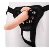 Телесный страпон на черных трусиках STRAP ON REAL DILDO - 20 см. - Dream Toys - купить с доставкой в Южно-Сахалинске