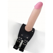 Черный узкий пояс на бедро с телесной насадкой - LOVETOY (А-Полимер) - купить с доставкой в Южно-Сахалинске