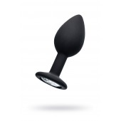 Черная анальная втулка с прозрачным стразом - 7,2 см. - POPO Pleasure - купить с доставкой в Южно-Сахалинске