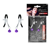 Оригинальные зажимы на соски с фиолетовыми шариками - Notabu - купить с доставкой в Южно-Сахалинске