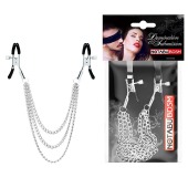 Оригинальные зажимы на соски с тройной цепочкой - Notabu - купить с доставкой в Южно-Сахалинске