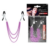 Оригинальные зажимы на соски с тройной розовой цепочкой - Notabu - купить с доставкой в Южно-Сахалинске