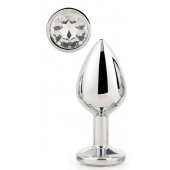 Серебристая анальная втулка с прозрачным кристаллом - 7,1 см. - Dream Toys - купить с доставкой в Южно-Сахалинске