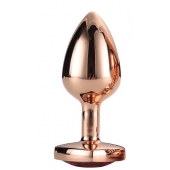 Золотистая анальная втулка с кристаллом-сердечком розового цвета - 7,1 см. - Dream Toys - купить с доставкой в Южно-Сахалинске