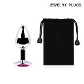 Серебристая анальная пробка с малиновым кристаллом - 7,2 см. - Anal Jewelry Plug - купить с доставкой в Южно-Сахалинске