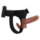 Страпон с вагинальной пробкой и вибрацией Ultra Passionate Harness - 16 см. - Baile - купить с доставкой в Южно-Сахалинске