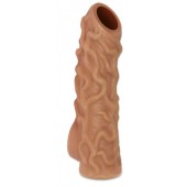 Телесная насадка с венками и открытой головкой Nude Sleeve L - 14 см. - KOKOS - в Южно-Сахалинске купить с доставкой