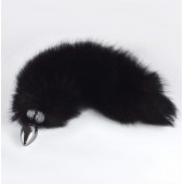Хромированная анальная пробка с пушистым хвостиком - Sitabella - купить с доставкой в Южно-Сахалинске